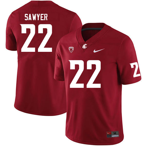 Men #22 Jaxon Sawyer Washington State Cougars College Football Jerseys Sale-Crimson